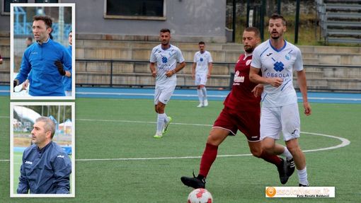 Nella foto: la Virtus in campo nel trofeo Brizio; nei riquadri il capitano Andrea Cotroneo e l'allenatore Manolo Giampaolo