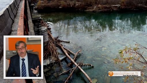 Il fiume Toce al ponte della Masone e nel riquadro il sindaco di Pallanzeno, Gianpaolo Blardone Il fiume Toce al ponte della Masone e nel riquadro il sindaco di Pallanzeno, Gianpaolo Blardone