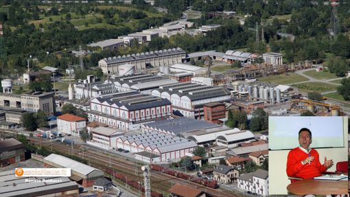 Lo stabilimento Vinavil e nel riquadro il direttore Giorgio Mapelli