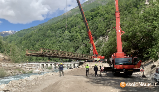 Bognanco, posato il ponte bailey per ripristinare la viabilità FOTO E VIDEO