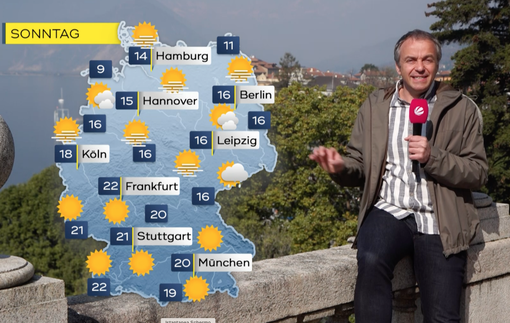 Trasmesso dal lago Maggiore il meteo del telegiornale tedesco Trasmesso dal lago Maggiore il meteo del telegiornale tedesco