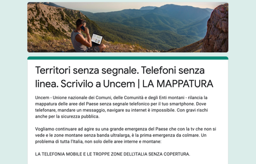 Uncem rilancia la mappatura delle zone italiane dove i telefoni non prendono Uncem rilancia la mappatura delle zone italiane dove i telefoni non prendono