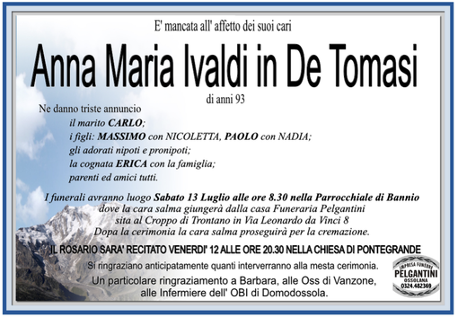 Anna Maria Ivaldi in De Tomasi 93 anni Anna Maria Ivaldi in De Tomasi 93 anni