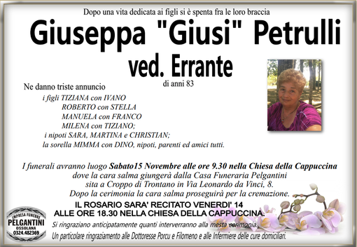 Giuseppa Petrulli ved. Errante di anni 83 Giuseppa Petrulli ved. Errante di anni 83