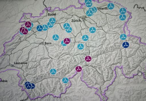La distribuzione degli impianti eolici sul territorio svizzero La distribuzione degli impianti eolici sul territorio svizzero