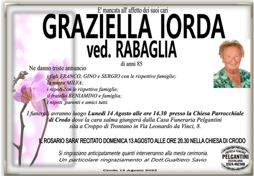 Graziella Iorda ved. Rabaglia di anni 85 Graziella Iorda ved. Rabaglia di anni 85