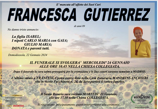 Francesca Gutierrez di anni 89