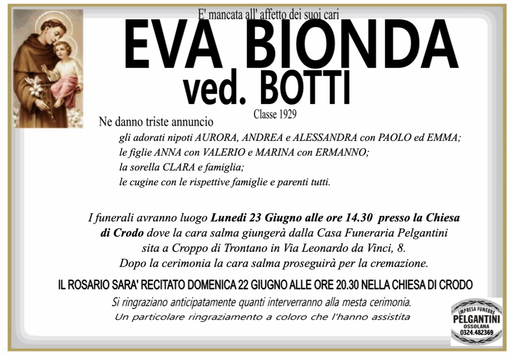 Eva Bionda ved. Botti classe 1929