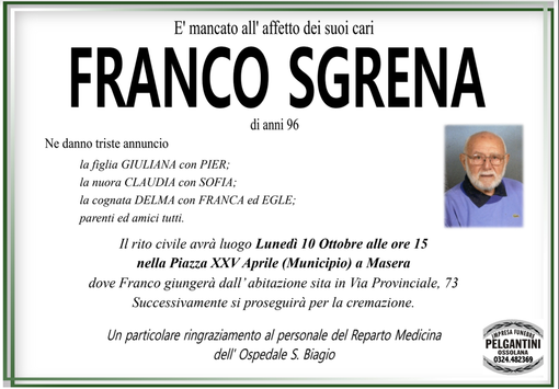 Franco Sgrena di anni 96 Franco Sgrena di anni 96