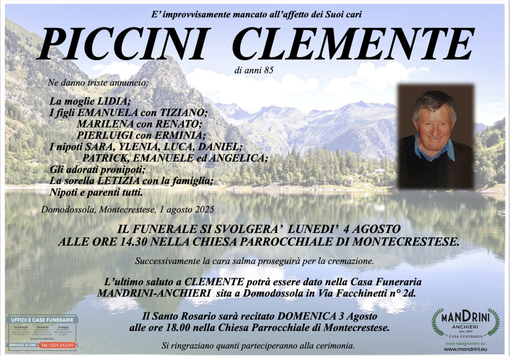 Piccini Clemente di anni 85