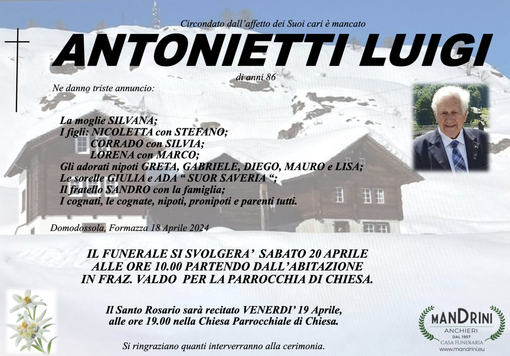 Antonietti Luigi di anni di anni 86