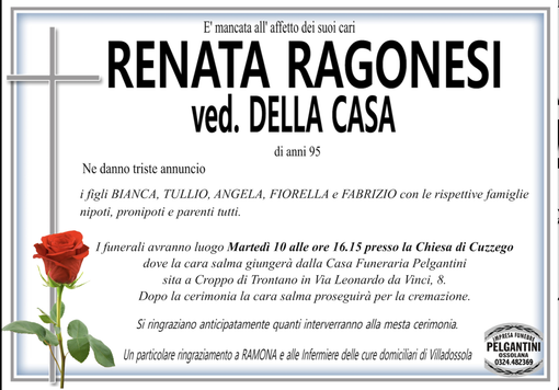 Renata Ragonesi ved. Della Casa di anni 95