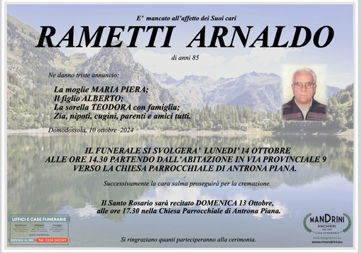 Rametti Arnaldo di anni 85