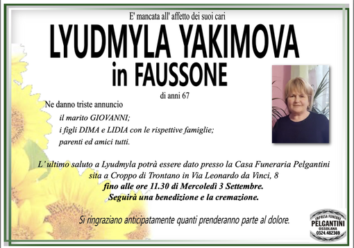 Lyudmyla Yakimova in Faussone di anni 67