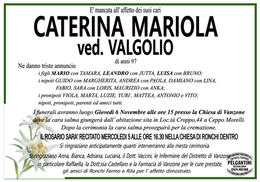 Caterina Mariolaved. Valgolio di anni 97