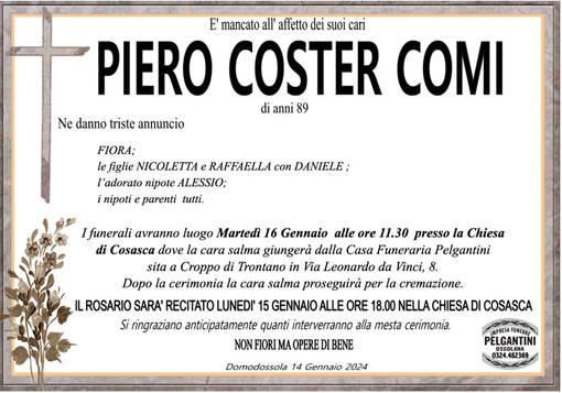 Piero Coster Comi 89 anni