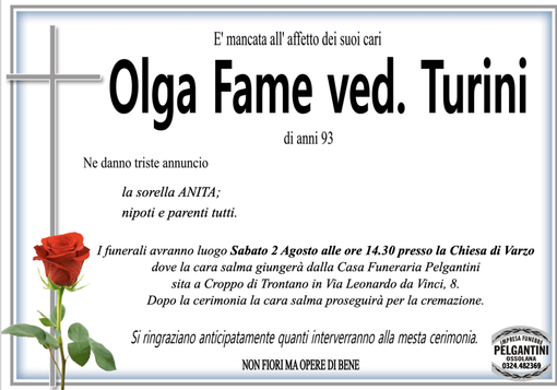 Olga Fame ved. Turini 93 anni