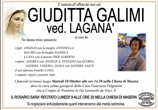 Giuditta Galimi ved. Laganà di anni 86 Giuditta Galimi ved. Laganà di anni 86