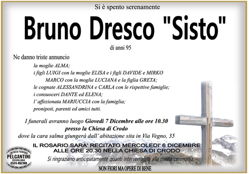 Bruno Dresco "Sisto" di anni 95 Bruno Dresco "Sisto" di anni 95