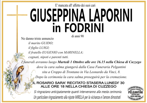 Giuseppina Laporini in Fodrini di anni 90