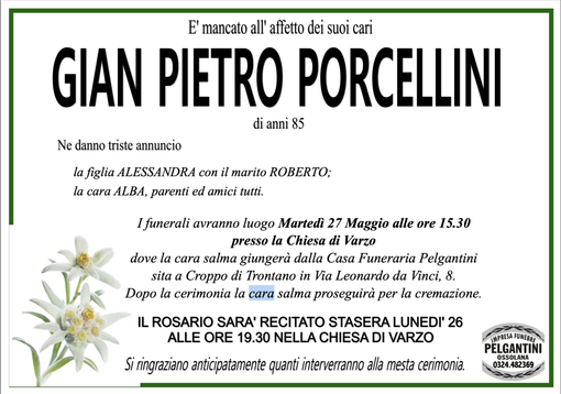 Gian Pietro Porcellini di anni 85 Gian Pietro Porcellini di anni 85