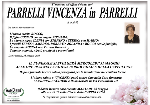 Parrelli Vincenza in Parrelli di anni 82 Parrelli Vincenza in Parrelli di anni 82