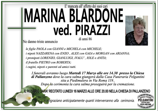 Marina Blardone ved. Pirazzi di anni 86