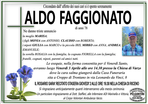 Aldo Faggionato di anni 78