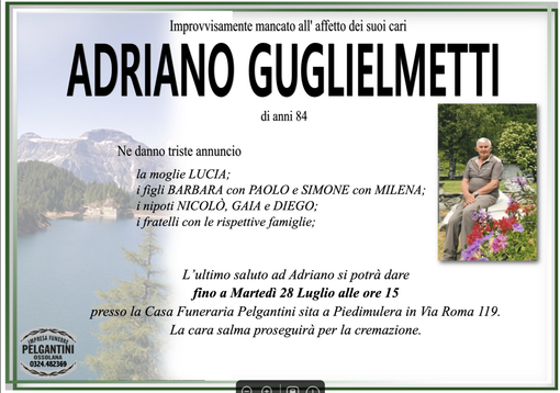 Adriano Guglielmetti di anni 84