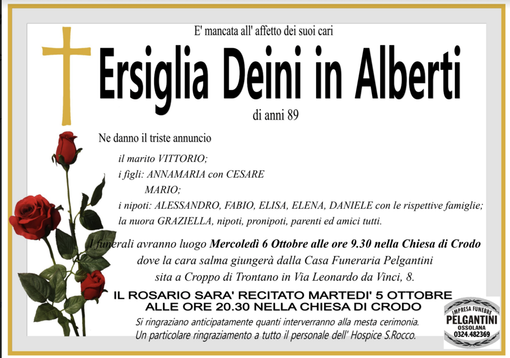 Ersiglia Deini in Alberti di anni 89