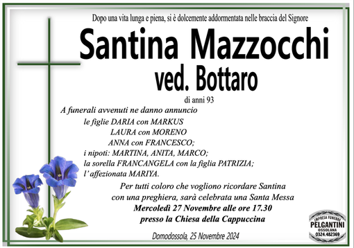 Santina Mazzocchi ved. Bottaro di anni 93