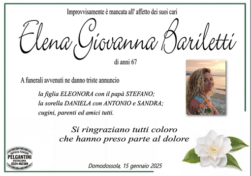 Elena Giovanna Bariletti di anni 67
