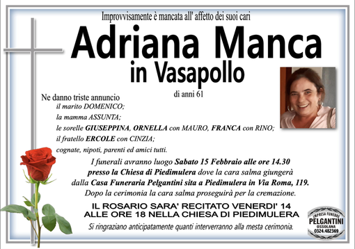Adriana Manca in Vasapollo di anni 61 Adriana Manca in Vasapollo di anni 61