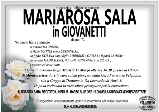 Mariarosa Sala in Giovanetti di anni 72