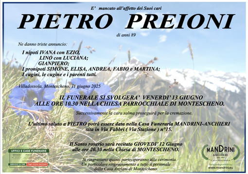 Pietro Preioni di anni 89 Pietro Preioni di anni 89