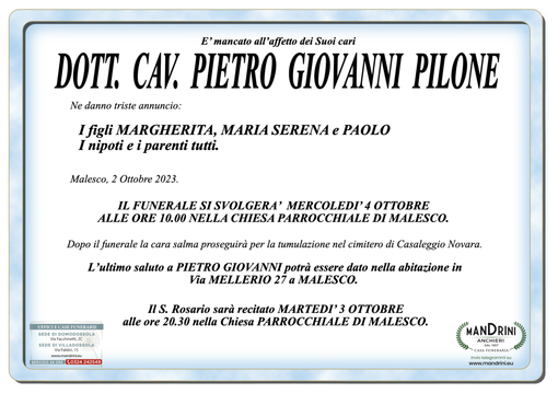 Dott. Cav. Pietro Giovanni Pilone