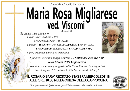 Maria Rosa Migliarese ved. Viscomi di anni 98