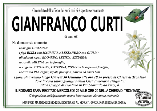 Gianfranco Curti di anni 68