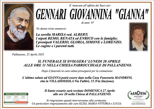 Gennari Giovannina &quot;Gianna&quot; di anni 97