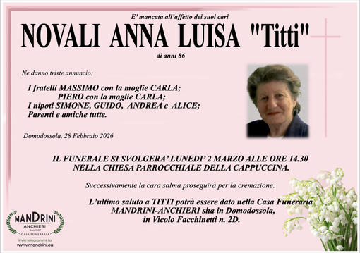 Novali Anna Luisa "titti" di anni 86