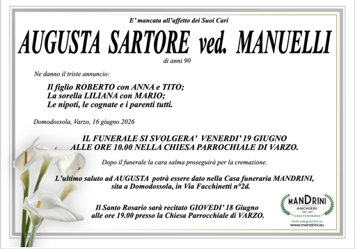 Augusta Sartore ved. Manuelli di anni 90 Augusta Sartore ved. Manuelli di anni 90