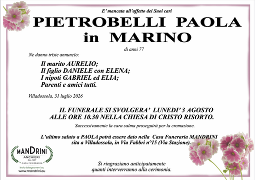 Pietrobelli Paola in Marino di anni 77