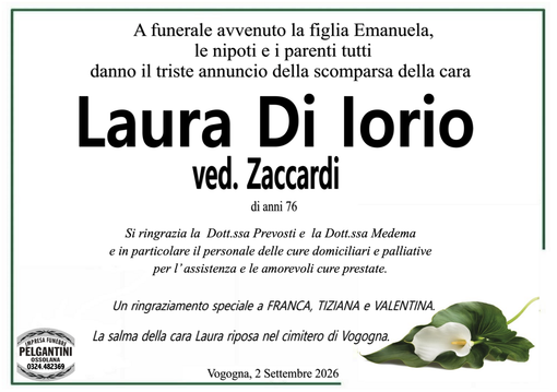 Laura Di Iorio ved. Zaccardi di anni 76 Laura Di Iorio ved. Zaccardi di anni 76