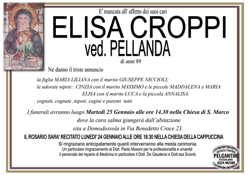 Elisa Croppi ved. Pellanda di anni 89