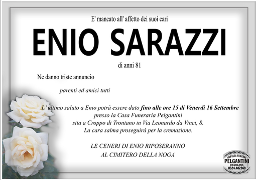 Enio Sarazzi di anni 81