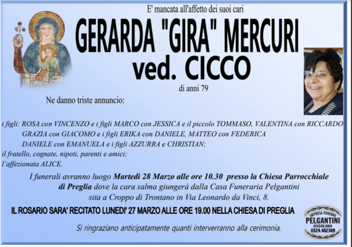 Gerarda "Gira" Mercuri ved. Cicco di anni 79