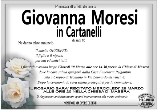 Giovanna Moresi in Cartanelli di anni 85