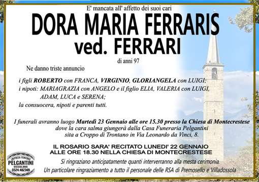 Dora Maria Ferraris ved. Ferrari di anni 97