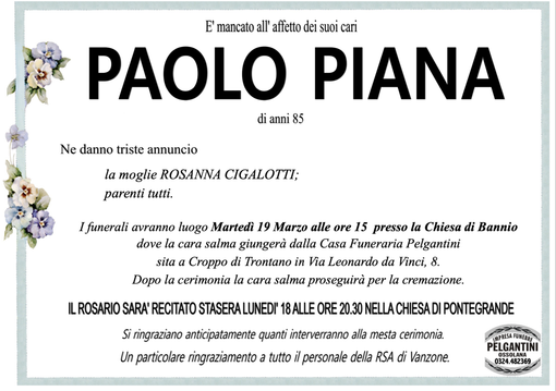 Paolo Piana di anni 85