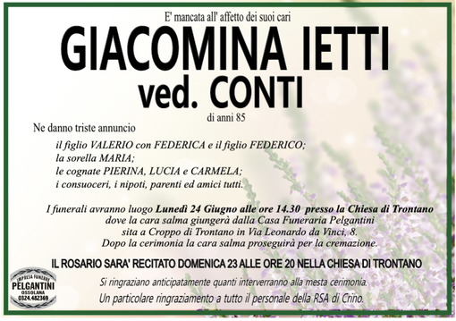 Giacomina Ietti vd. Conti 85 anni